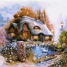 Схема вышивки «Сельский пейзаж в стиле ланарте»