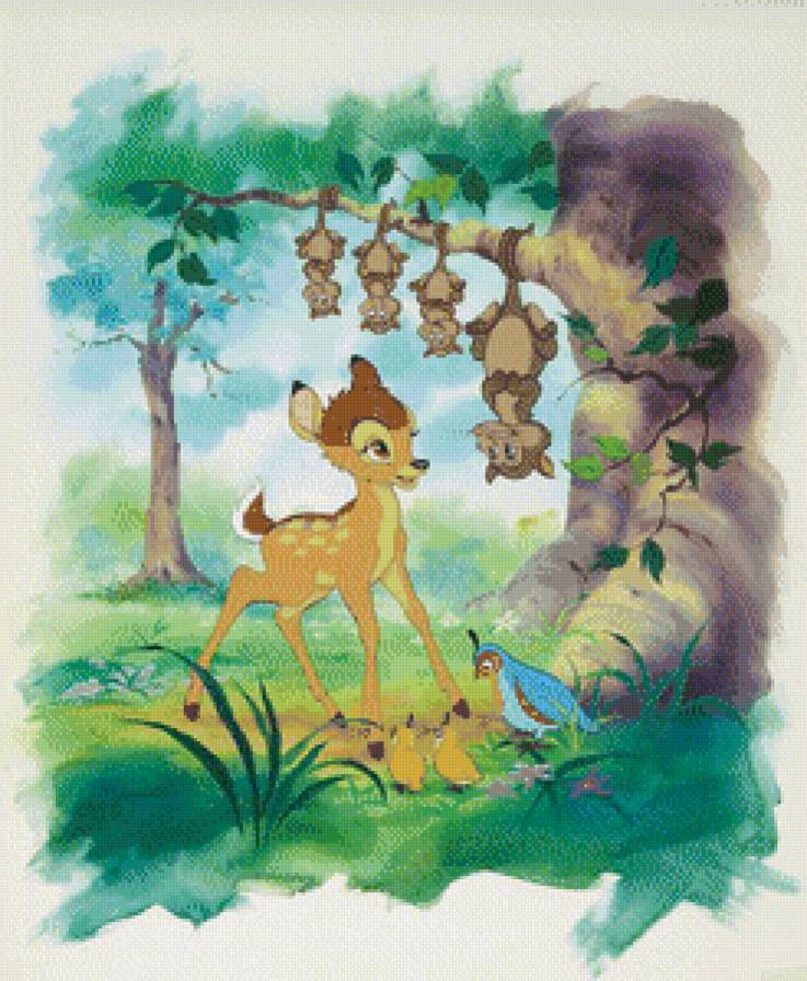 бемби - детская, детям, птицы, мультик, олени, лес, дисней, мультяшки - предпросмотр