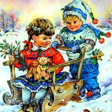 Схема вышивки «катание на санках»