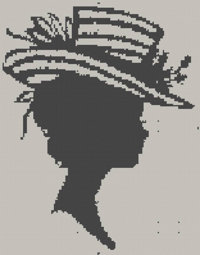 дама в шляпке - монохром - предпросмотр