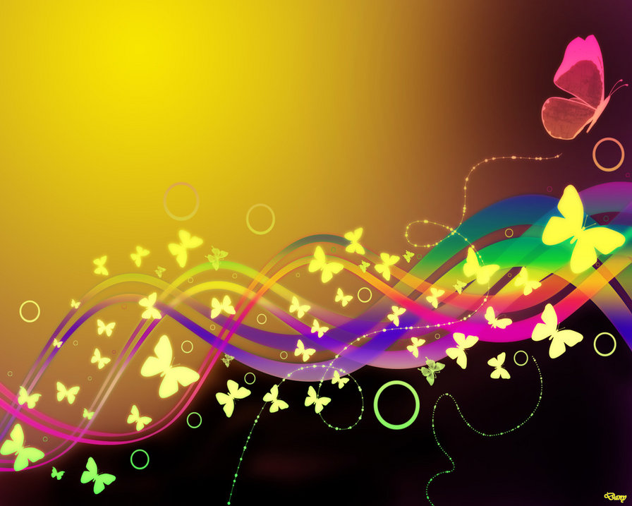 бабочки - бабочки, абстракция, радуга - оригинал