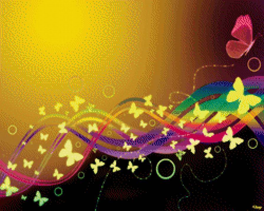 бабочки - радуга, абстракция, бабочки - предпросмотр