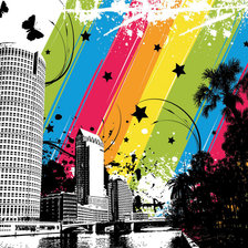 Схема вышивки «радужный город»