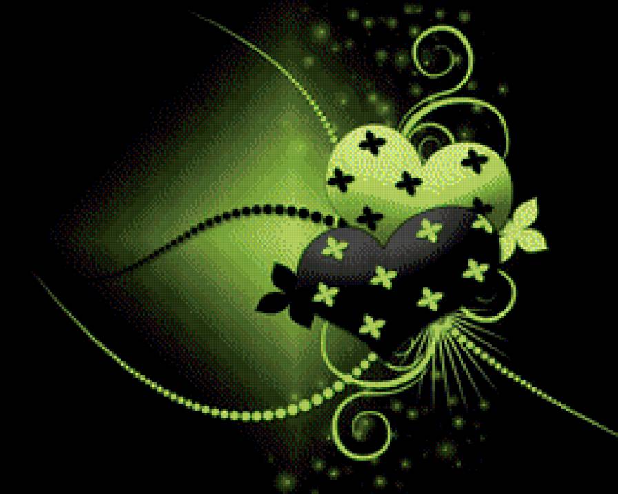 два сердца - любовь, сердце, узор, монохром - предпросмотр