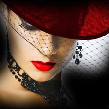 Схема вышивки «Женщина в шляпке с вуалью»