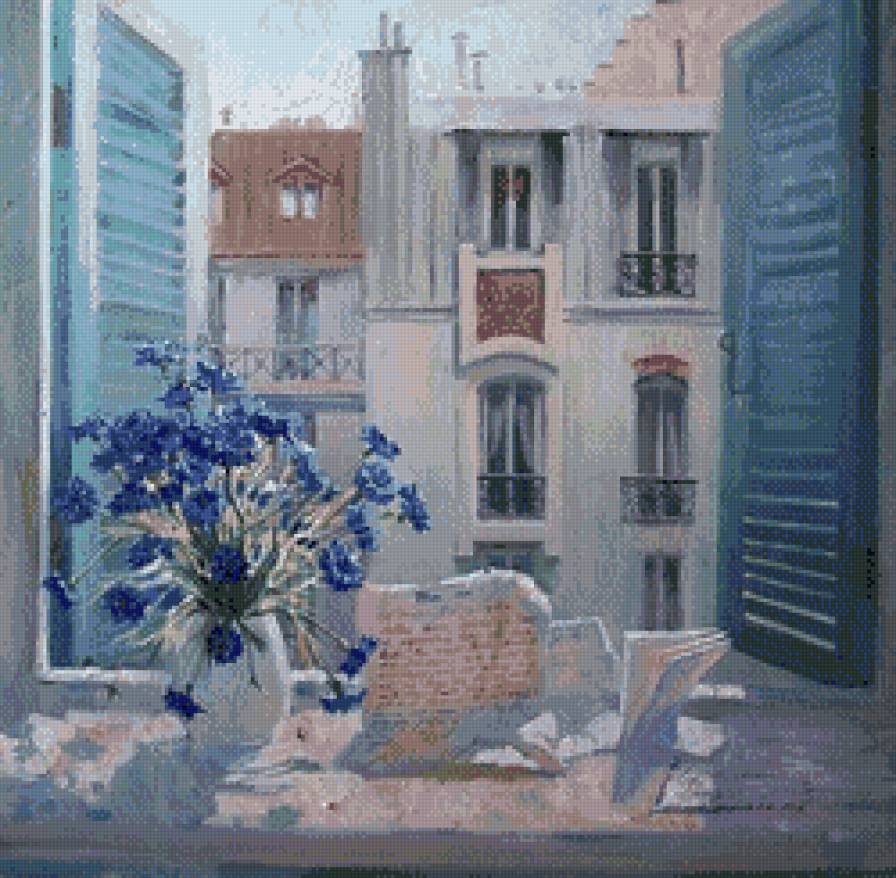 Окно - искусство, мария павлова, окно, цветы, живопись, дома - предпросмотр