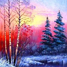 Схема вышивки «зимний закат»