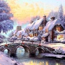 Схема вышивки «зимний пейзаж»