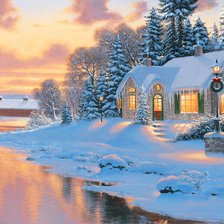 Схема вышивки «Зимний домик»