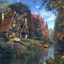 Схема вышивки «домик в лесу»