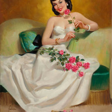 Схема вышивки «девушка с розами»