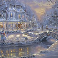 Схема вышивки «зимний вечер»