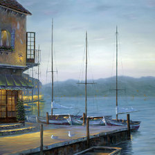 Схема вышивки «Café Santorini, Greece»