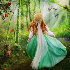 Схема вышивки «девочка в лесу»