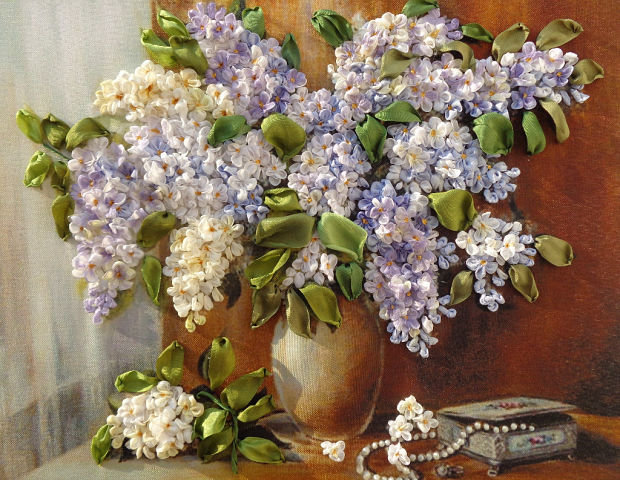 сирень в коричневой вазе - сирень, цветы, ваза - оригинал