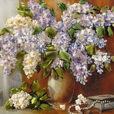 Схема вышивки «сирень в коричневой вазе»