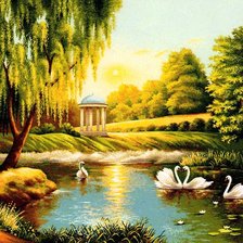 Схема вышивки «Лебединное озеро»