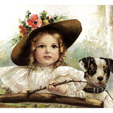 Схема вышивки «серия "дети с живностями"»