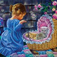 Схема вышивки «серия "дети с живностями"»