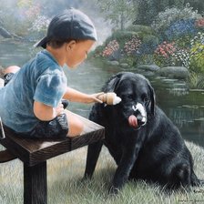 Схема вышивки «серия "дети с живностями"»