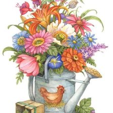 Схема вышивки «цветы в лейке»