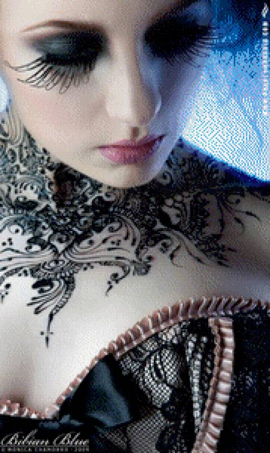 Девушка с татуировкой - татуировка, тату, готика, девушка - предпросмотр