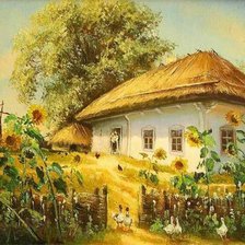 Схема вышивки «українська хатка»