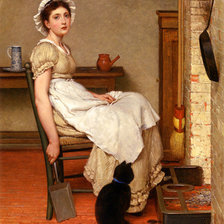 Схема вышивки «девушка у камина»