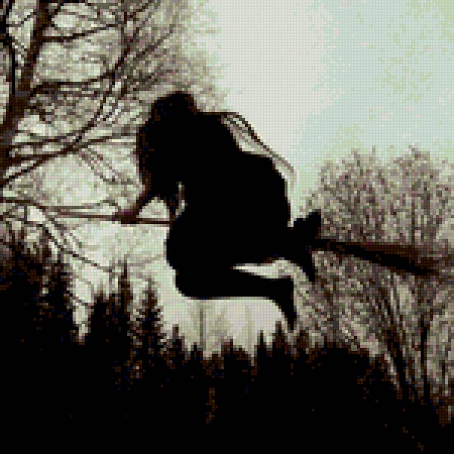 ведьма - ведьма, лес, метла - предпросмотр