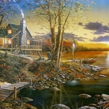 Схема вышивки «Домик у озера»