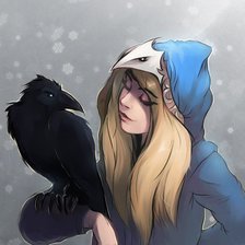 девушка с вороном