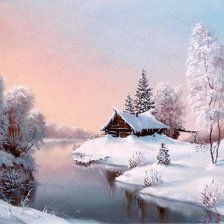 Схема вышивки «домик у озера»