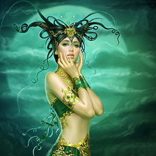 девушка в зеленом