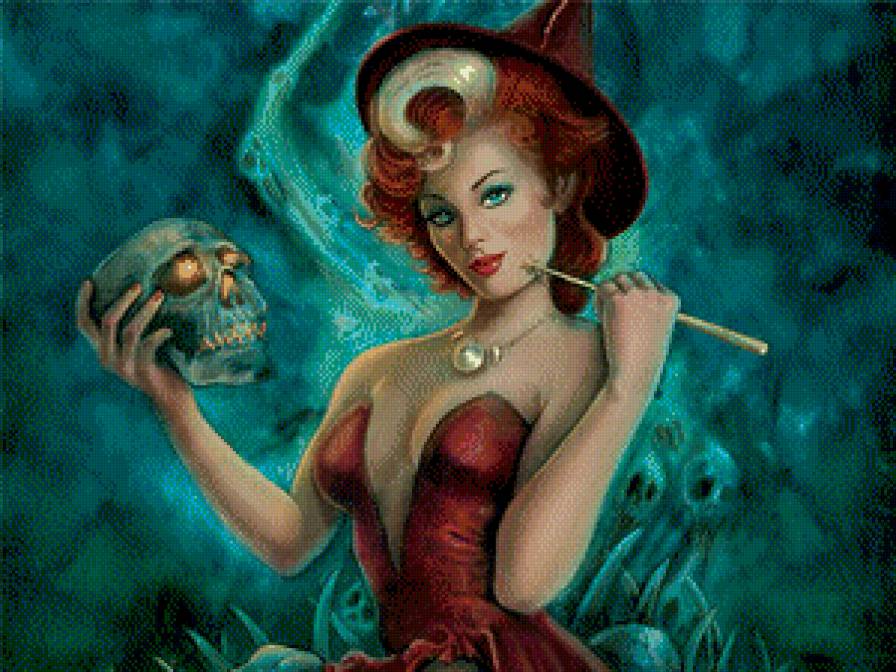 девушка с черепом - женщины, девушки - предпросмотр