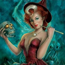 девушка с черепом