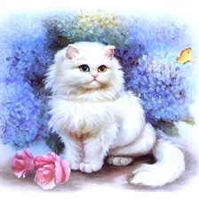 киса в цветах