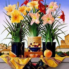 Схема вышивки «натюрморт с цветами»