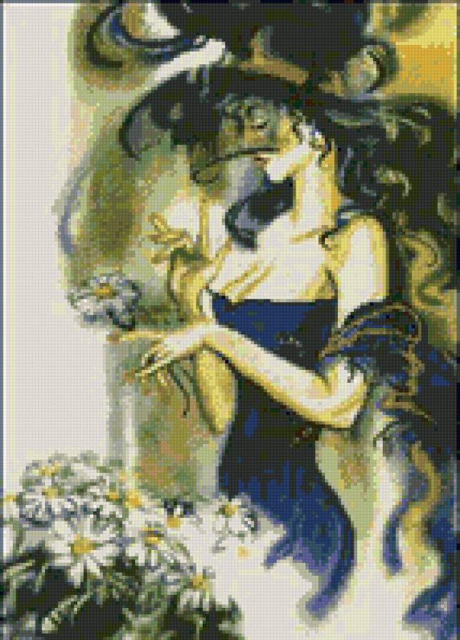 Дама - цветы., девушка, дама - предпросмотр