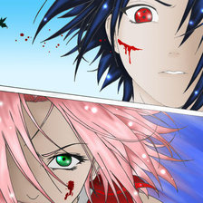 Схема вышивки «Саске и Сакура»