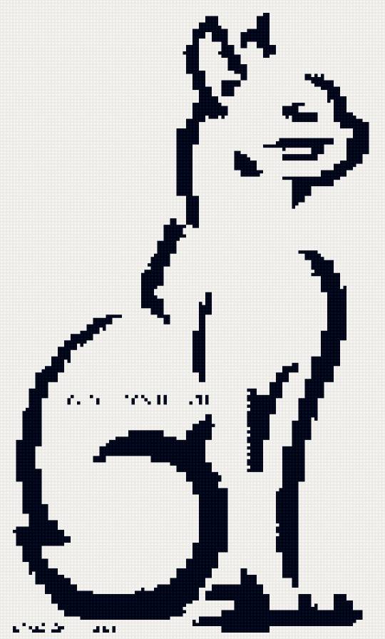 Кошка - кошка, монохромная - предпросмотр