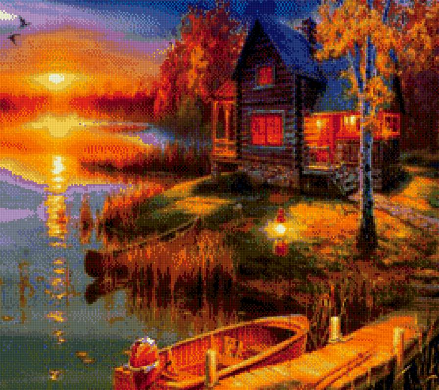 Осенний закат. - осень, природа, сказка, уют, закат - предпросмотр