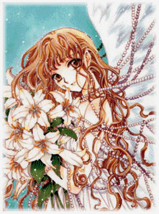 Девушка с лилиями - предпросмотр