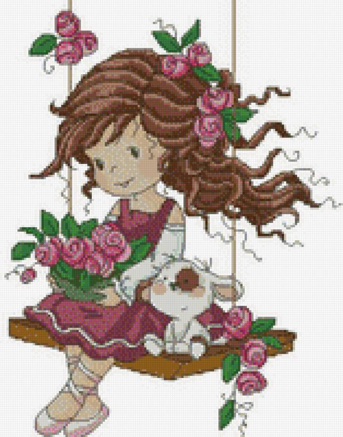 девочка с розами - розы, очарование, девочка - предпросмотр