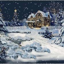 Схема вышивки «Новогодний пейзаж»