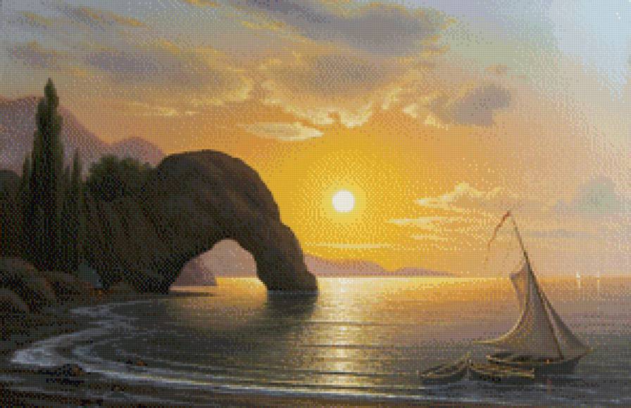 картина - горы, природа, пейзаж, море - предпросмотр