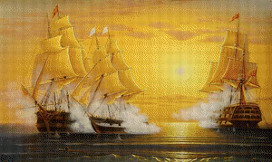 картина - море, пейзаж, природа, парусник - предпросмотр