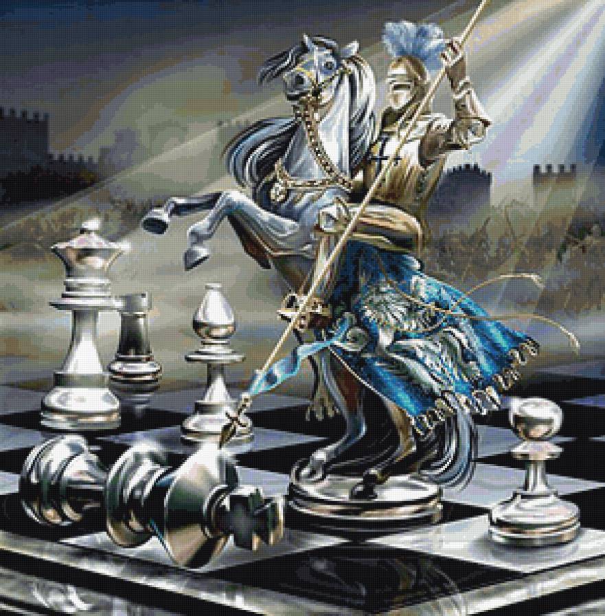 Ход конем - рыцарь, игра, шахматы, картина - предпросмотр