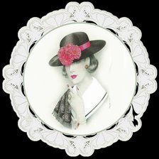 Схема вышивки «портрет дамы в шляпе»