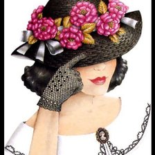 Схема вышивки «портрет дамы в шляпе»