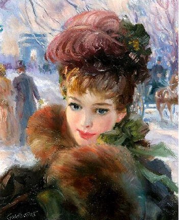 незнакомка - зима, живопись, девушка - оригинал